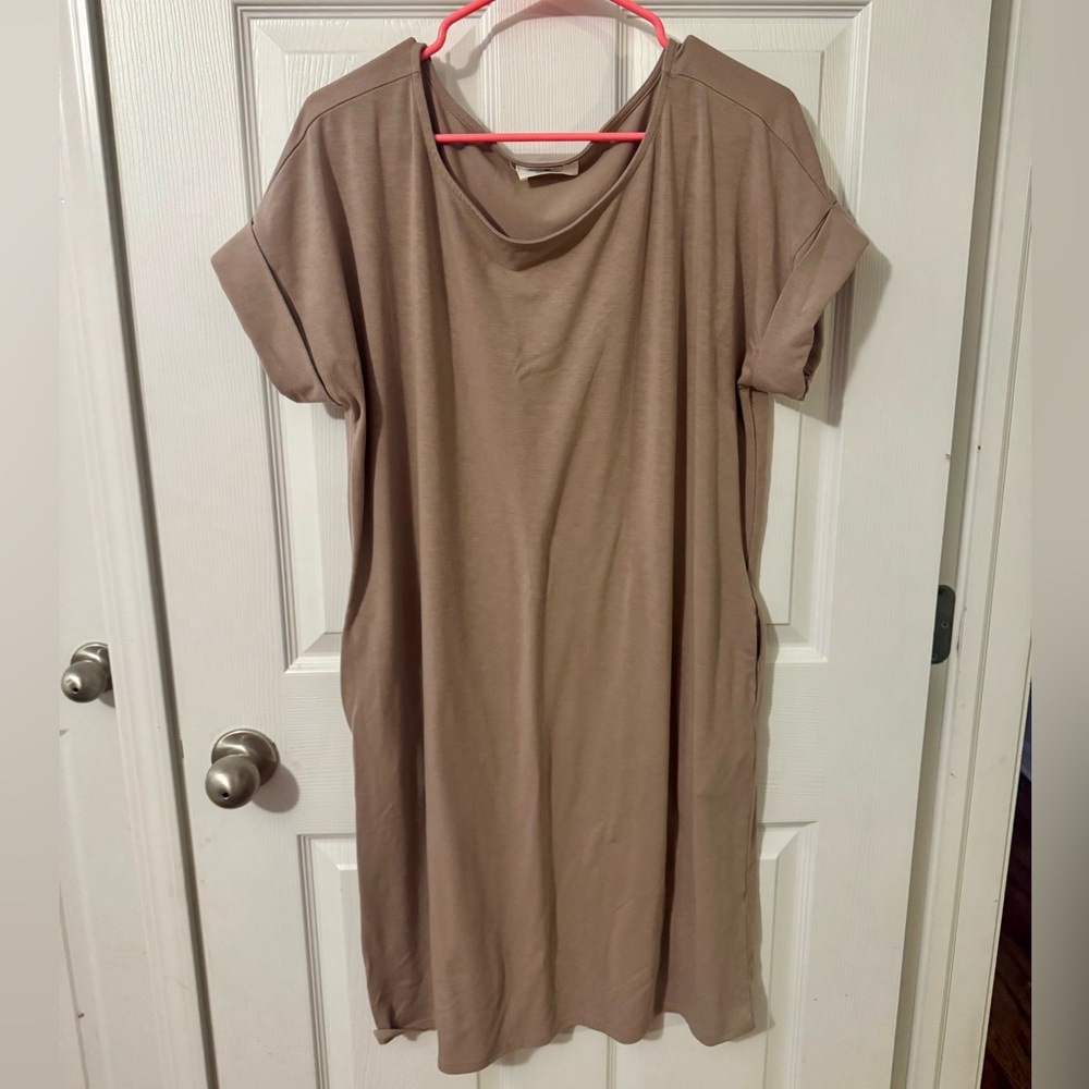 Elegant Tan Midi Dress